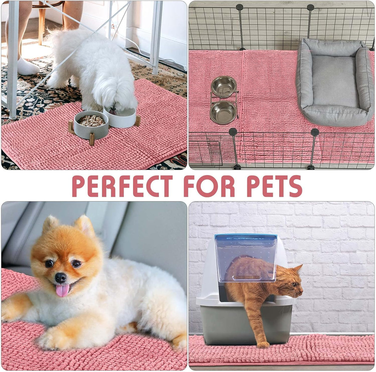 Amylove 4 Pcs Guinea Pig Cage Liner Washable Fleece Pee Pads Pet Dog Cat Bedding Training Mat for Small Animal Guinea Pig Puppy Bunny Hamster(16 x 24 Inch,Rectangular,Pink)
