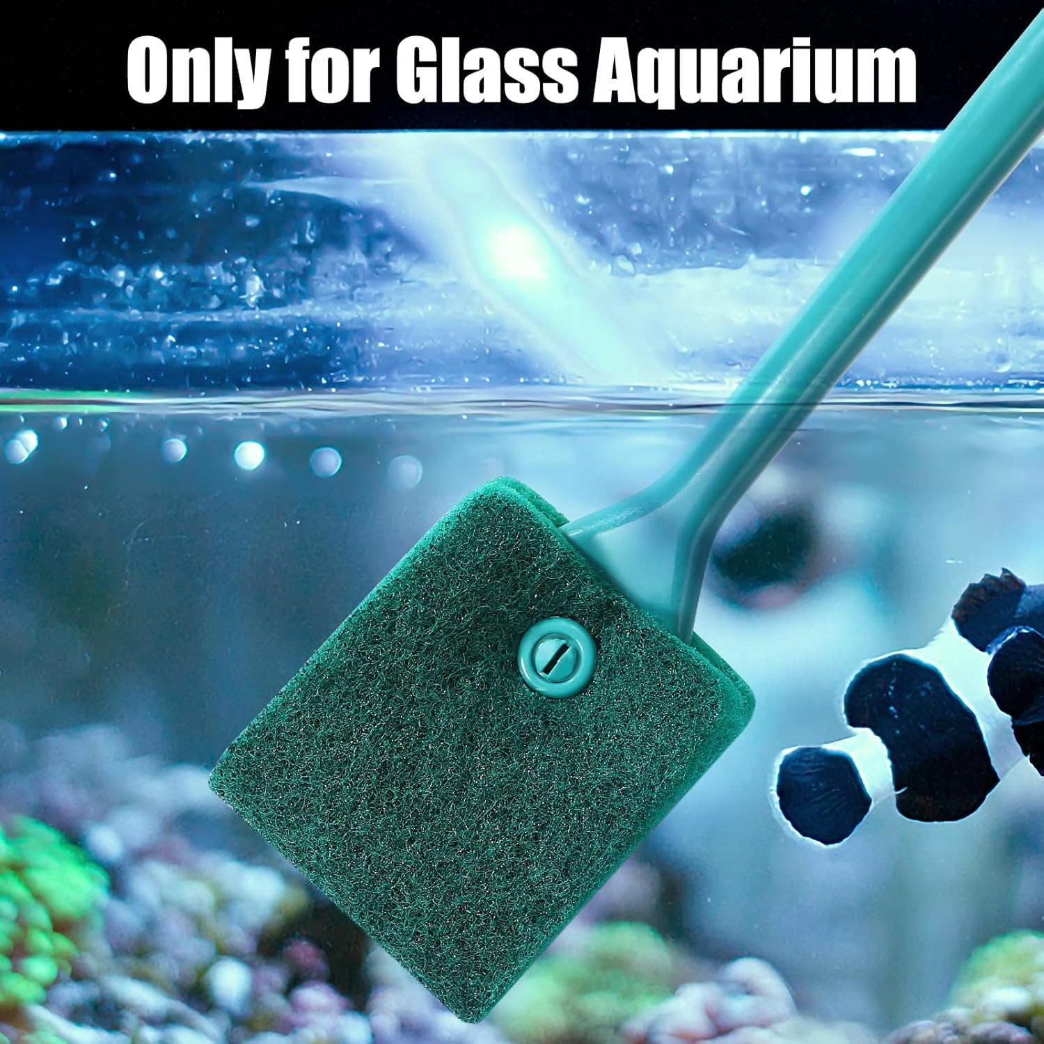 Fish Tank Cleaning Tools, Aquarium Double Sided Sponge Brh, Algae Scraper Cleaner with Long Handle