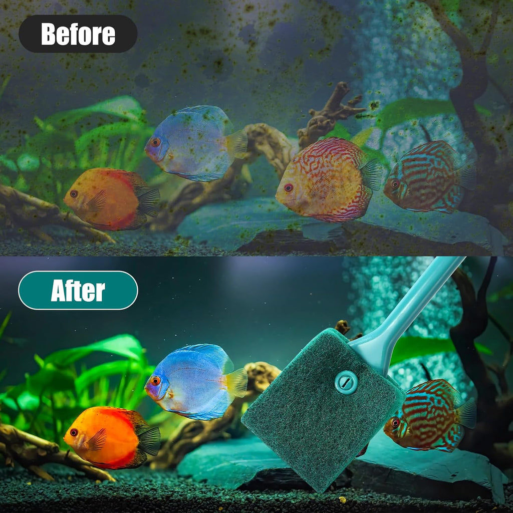 Fish Tank Cleaning Tools, Aquarium Double Sided Sponge Brh, Algae Scraper Cleaner with Long Handle