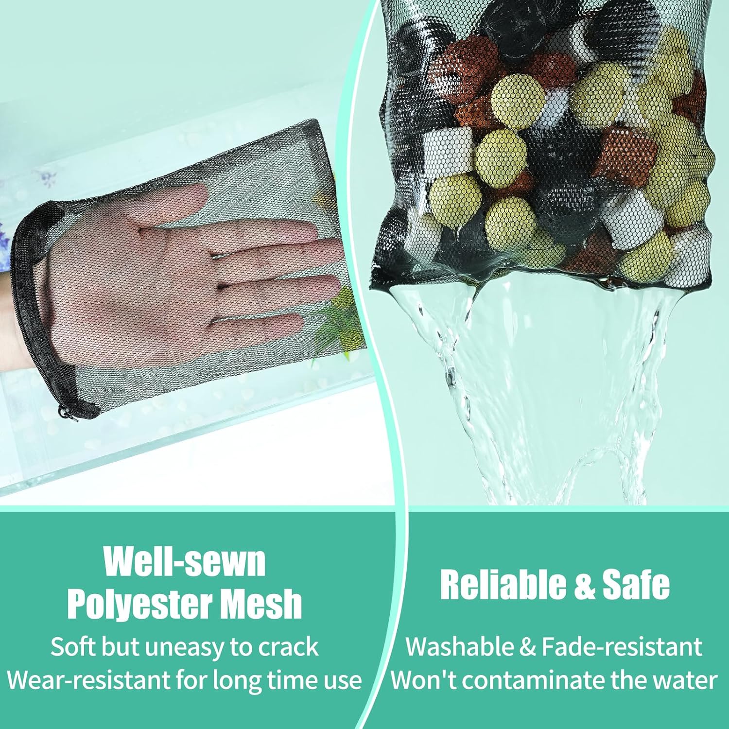 10pcs Aquarium Filter Media Bags, Fish Tank Coarse Mesh Bags with Plastic Zipper for Activated Carbon(5.5" x 8")