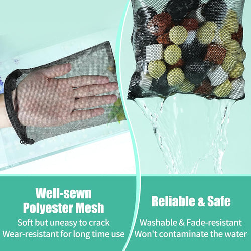 10pcs Aquarium Filter Media Bags, Fish Tank Coarse Mesh Bags with Plastic Zipper for Activated Carbon(5.5" x 8")