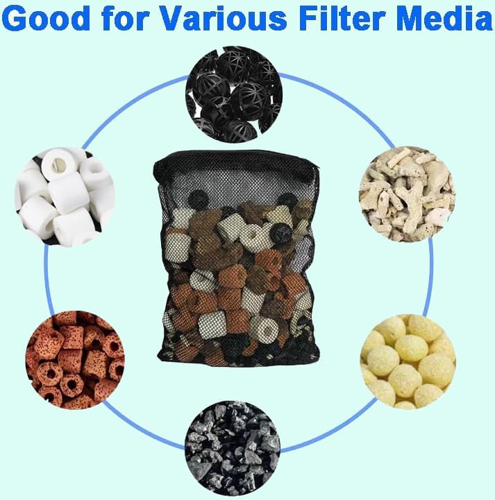 10pcs Aquarium Filter Media Bags, Fish Tank Coarse Mesh Bags with Plastic Zipper for Activated Carbon(5.5" x 8")
