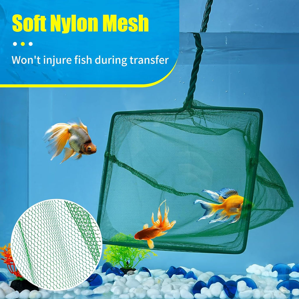 8 Inch Aquarium Fish Net, Wastes Skimming Cleaning Tool with Firm Handle for Fish Tanks Small Ponds