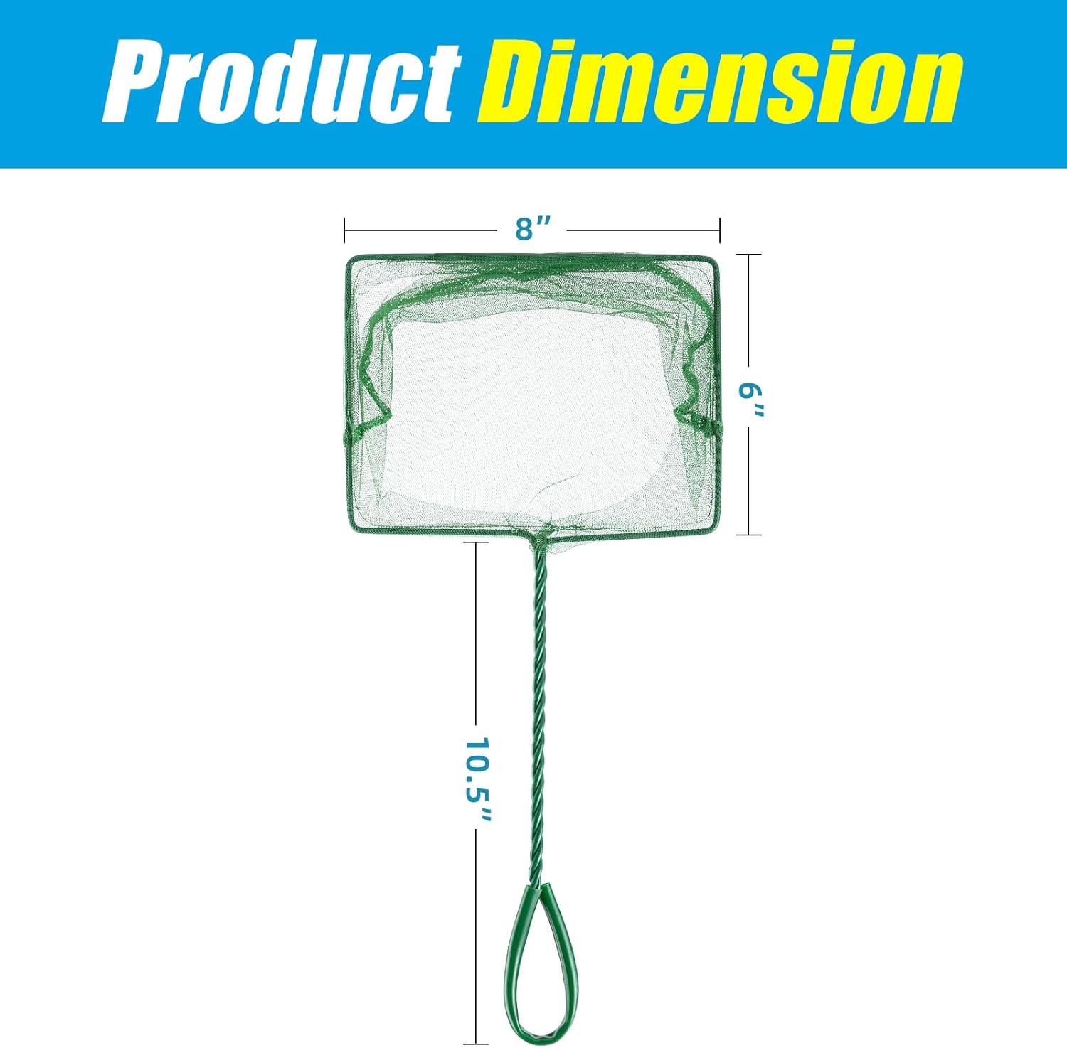 8 Inch Aquarium Fish Net, Wastes Skimming Cleaning Tool with Firm Handle for Fish Tanks Small Ponds