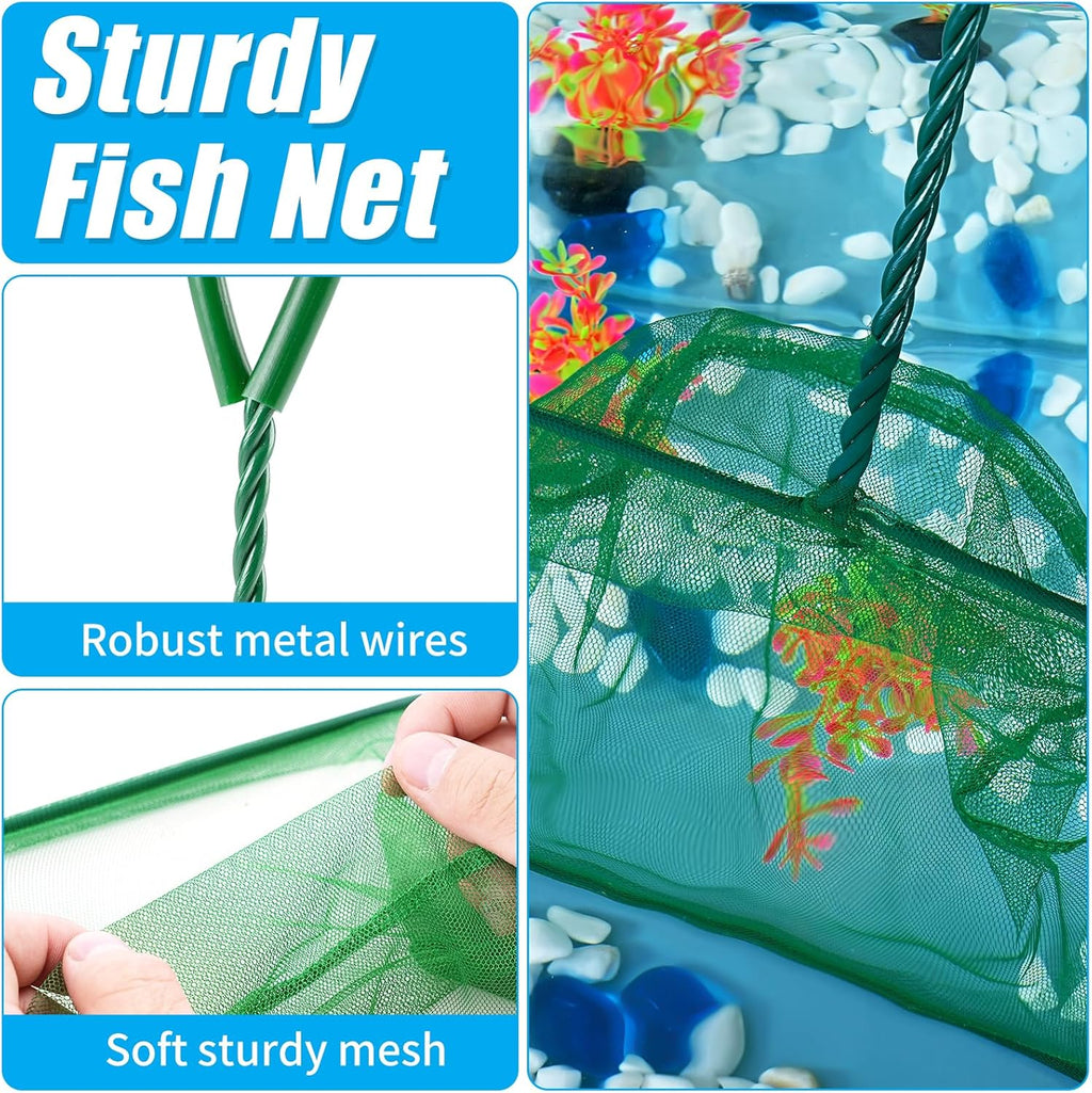 8 Inch Aquarium Fish Net, Wastes Skimming Cleaning Tool with Firm Handle for Fish Tanks Small Ponds