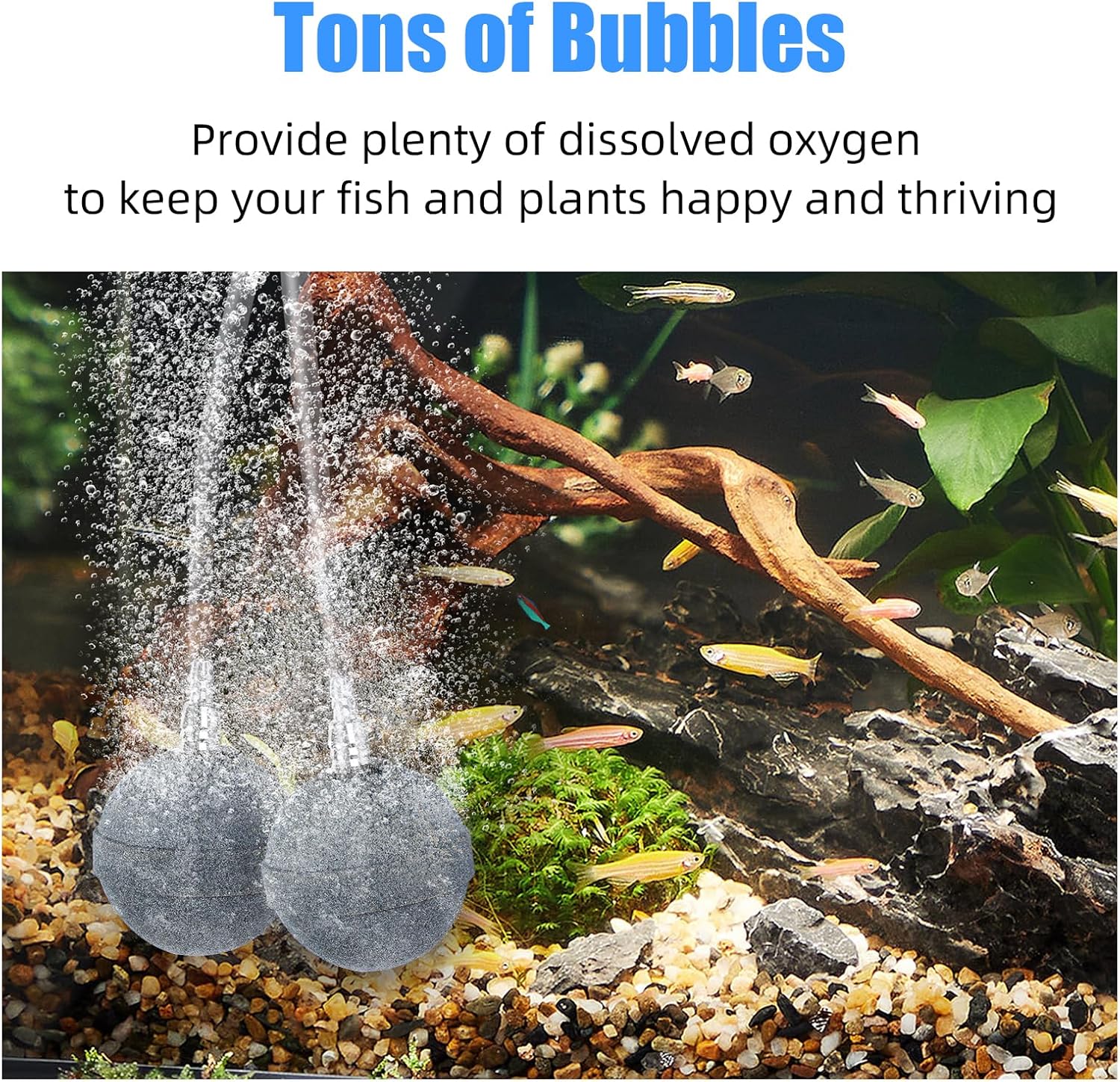 Pond Air Stone 2 Inch, Long Lasting Aerator Oxygen Differ, Air Pump Accessories for Aquarium, Fish Tank, Hydroponics, Ponds and DWC Reservoirs 2 Pack