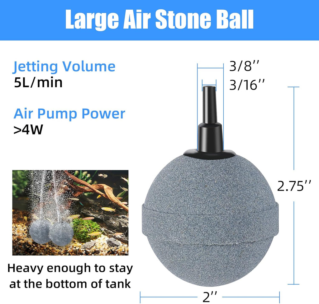 Air Stones for Ponds 2 Inch, Long Lasting Aerator Oxygen Differ, Air Pump Accessories for Aquariums, Fish Tanks, Hydroponics and DWC Reservoirs 4 Pack