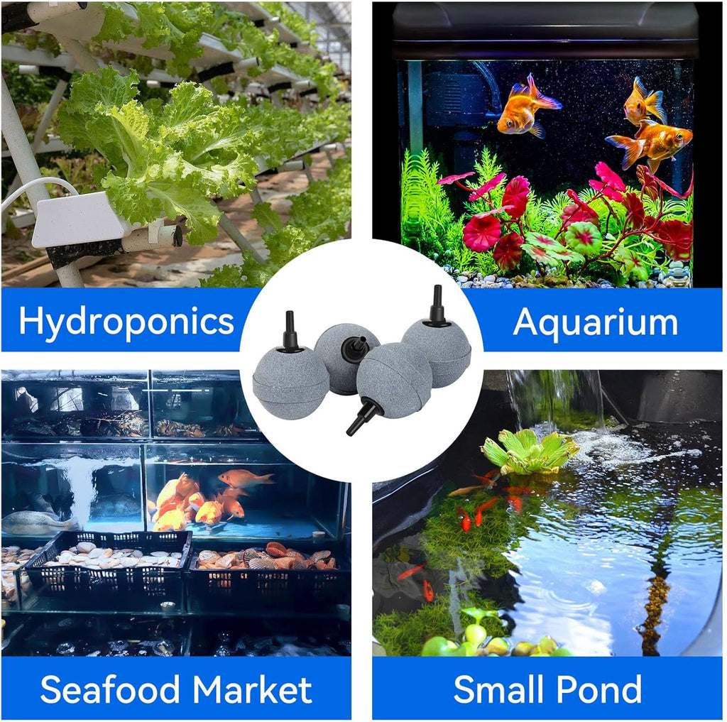 Air Stones for Ponds 2 Inch, Long Lasting Aerator Oxygen Differ, Air Pump Accessories for Aquariums, Fish Tanks, Hydroponics and DWC Reservoirs 4 Pack