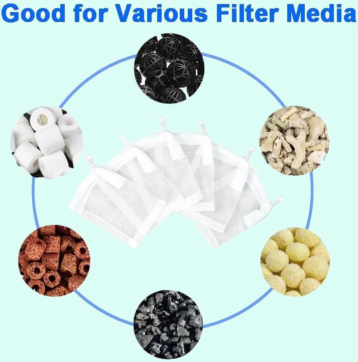 Aquarium Filter Media Bags 6pcs Fish Tank Extra Fine 100 Micron Mesh Bags with Plastic Zipper for Activated Carbon (3” x 4”)
