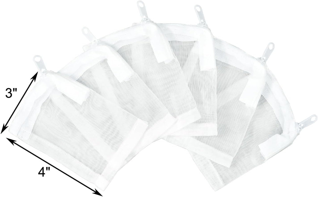 Aquarium Filter Media Bags 6pcs Fish Tank Extra Fine 100 Micron Mesh Bags with Plastic Zipper for Activated Carbon (3” x 4”)
