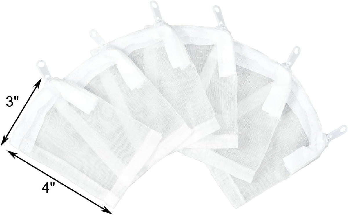 Aquarium Filter Media Bags 6pcs Fish Tank Extra Fine 100 Micron Mesh Bags with Plastic Zipper for Activated Carbon (3” x 4”)