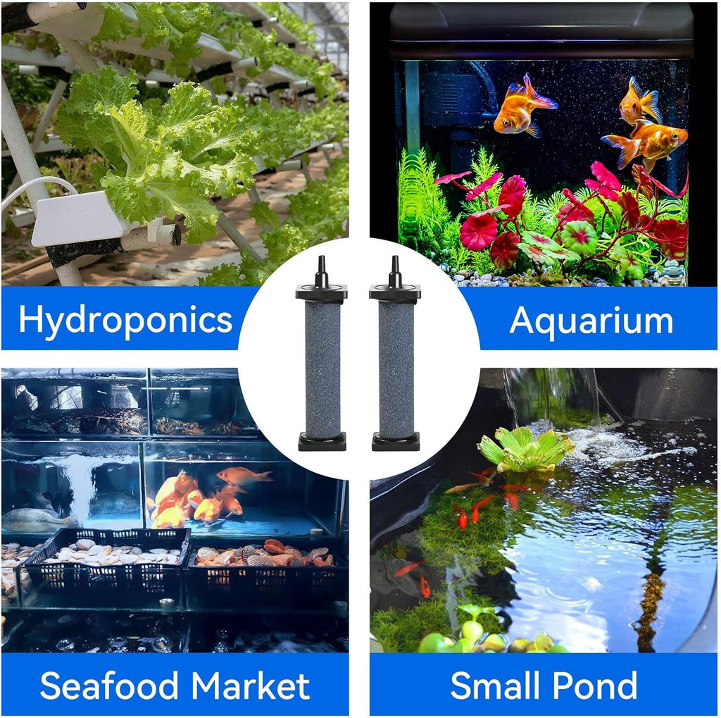 Aquarium 5 inch Air Stone Cylindrical 2 Pack, Large Airstone, Aerator Bubble Differ, Air Pump Accessories for Aquariums, Hydroponic, Ponds and Fish Tanks