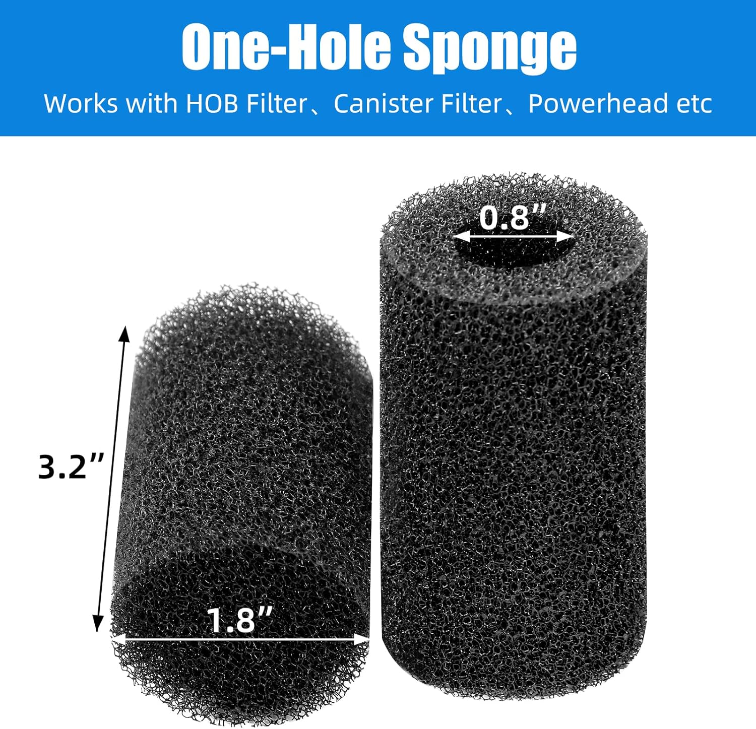 12-Pack Pre-Filter Sponge for Aquarium Shrimp Fry Fish Tank Filter 0.8 Inch Intake, Replacement Foam Cover