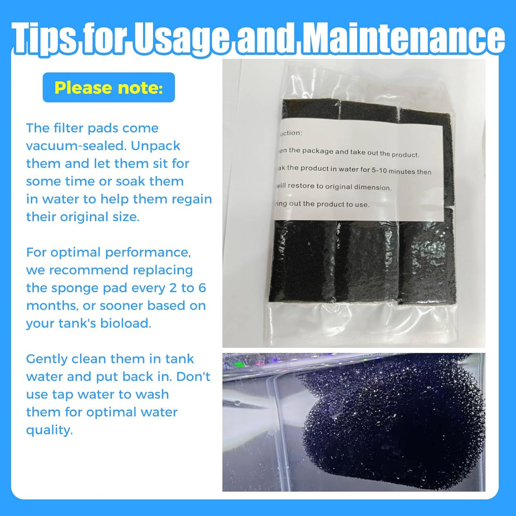 12-Pack Pre-Filter Sponge for Aquarium Shrimp Fry Fish Tank Filter 0.8 Inch Intake, Replacement Foam Cover