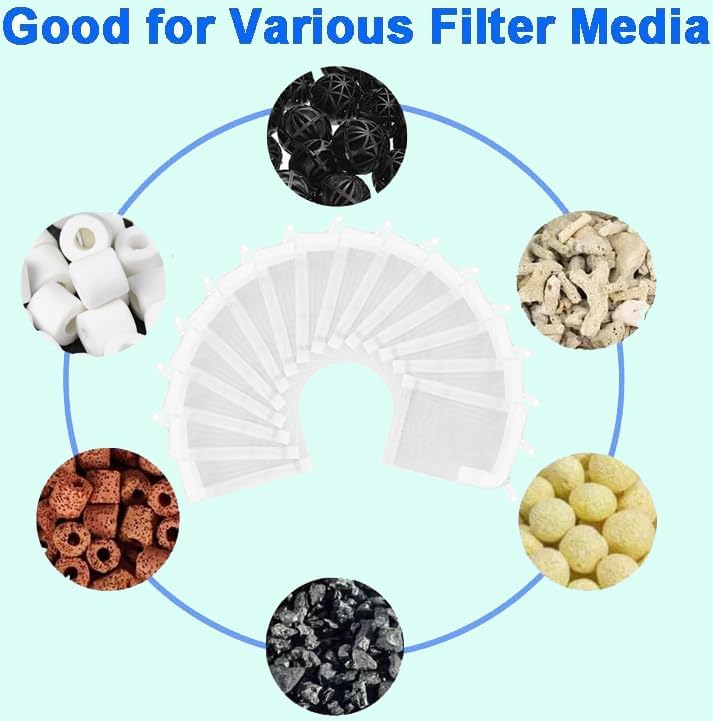 Aquarium Filter Media Bags 15pcs Fish Tank Extra Fine 100 Micron Mesh Bags with Plastic Zipper for Activated Carbon (3" x 4")