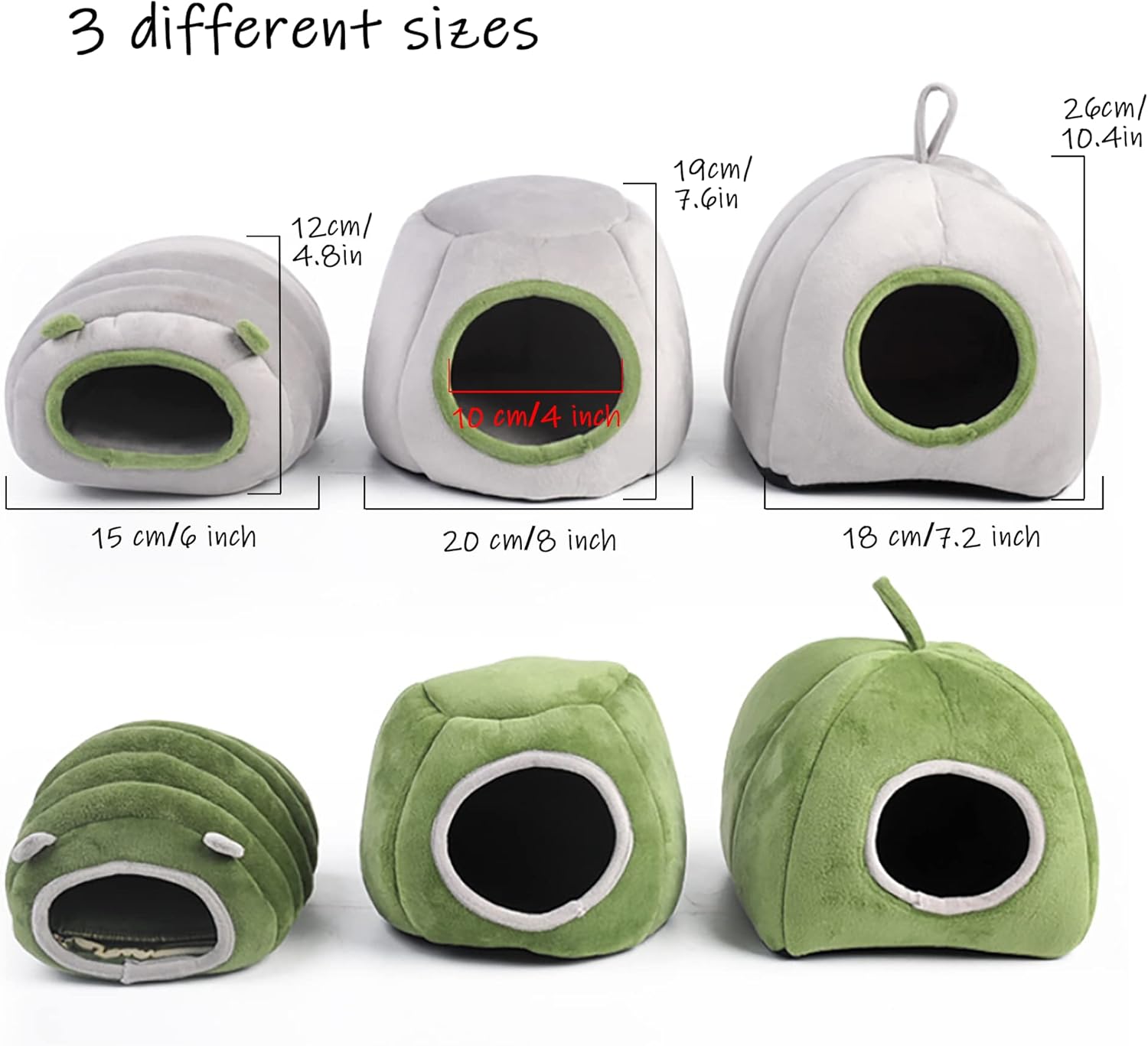 Guinea Pig Hideout Bed Rabbit Hoe Cave Accessories Cozy Hide-Out for Bunny Hedgehog Ferret Chinchilla&Other Small Animals (Grey, Caterpillar)