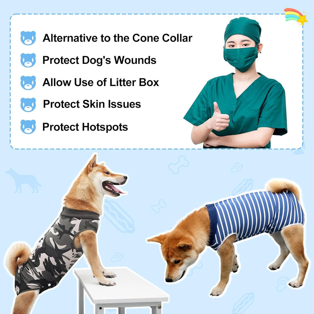 Dog Recovery Suit for Abdominal Wounds, Breathable Dog Surgery Recovery Suit for Dogs, E-Collar Alternative After Surgery Wear Suit for Small/Medium Dogs