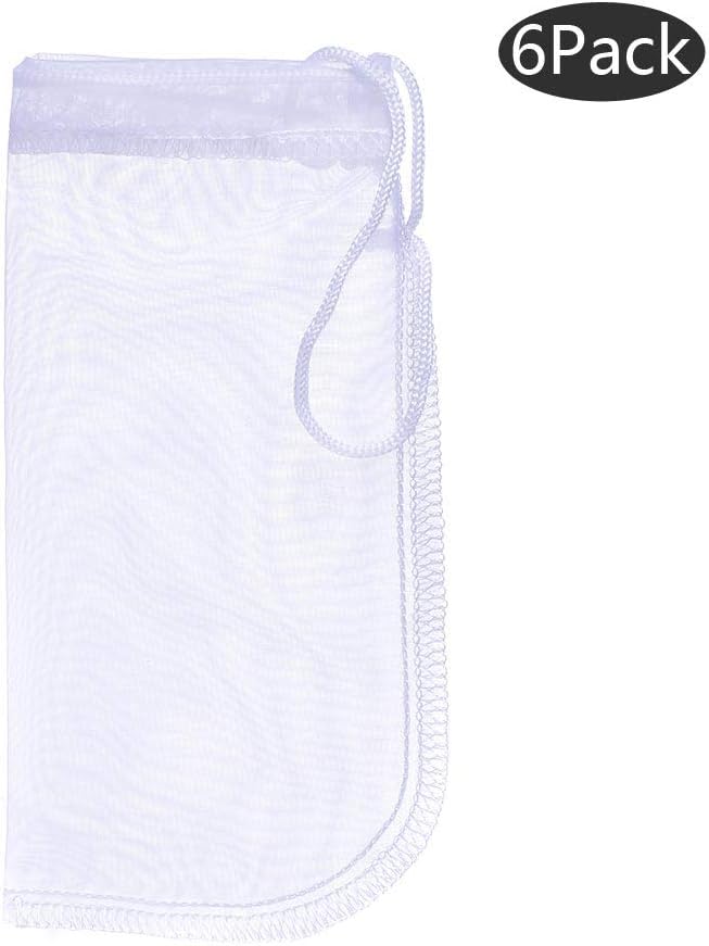 Media Filter Bag Aquarium Extra Fine,Reusable 180 Micron Drawstring Mesh Filter Bags for Very Fine Resins Filter (7.5"*3.6" (6 Pack))
