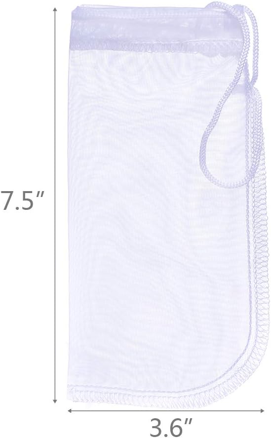 Media Filter Bag Aquarium Extra Fine,Reusable 180 Micron Drawstring Mesh Filter Bags for Very Fine Resins Filter (7.5"*3.6" (6 Pack))