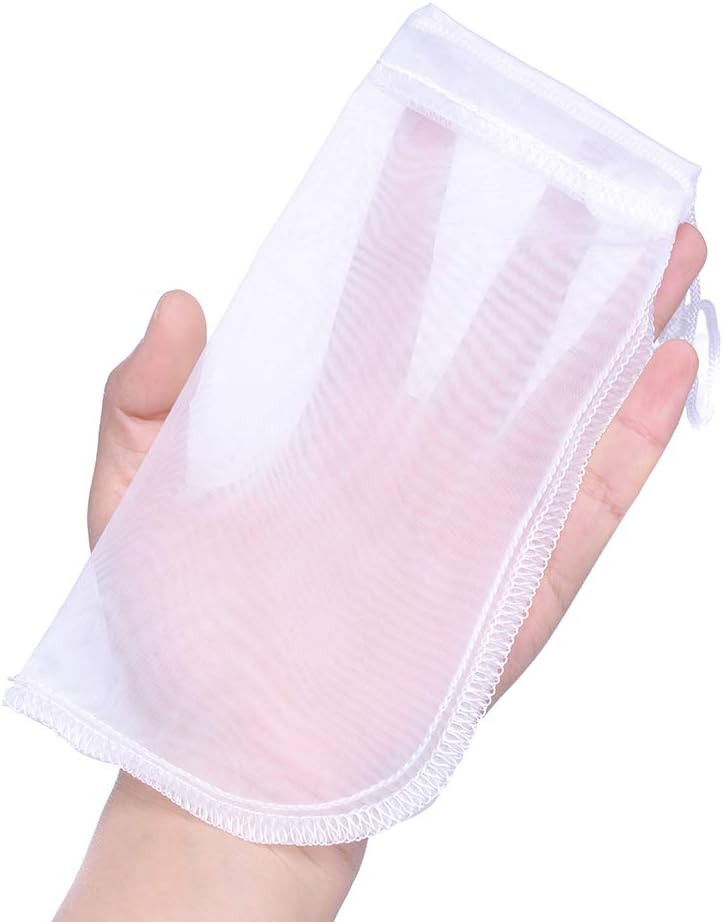 Media Filter Bag Aquarium Extra Fine,Reusable 180 Micron Drawstring Mesh Filter Bags for Very Fine Resins Filter (7.5"*3.6" (6 Pack))