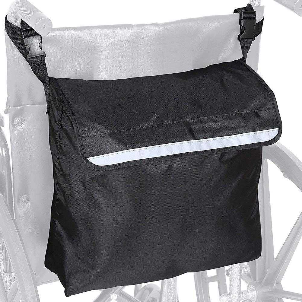 Medium Wheelchair Rear Storage Bag - Multi-Purpose Organizer Pouch for Walker Mobility Scooter - Durable Lightweight Carry Tote - Black