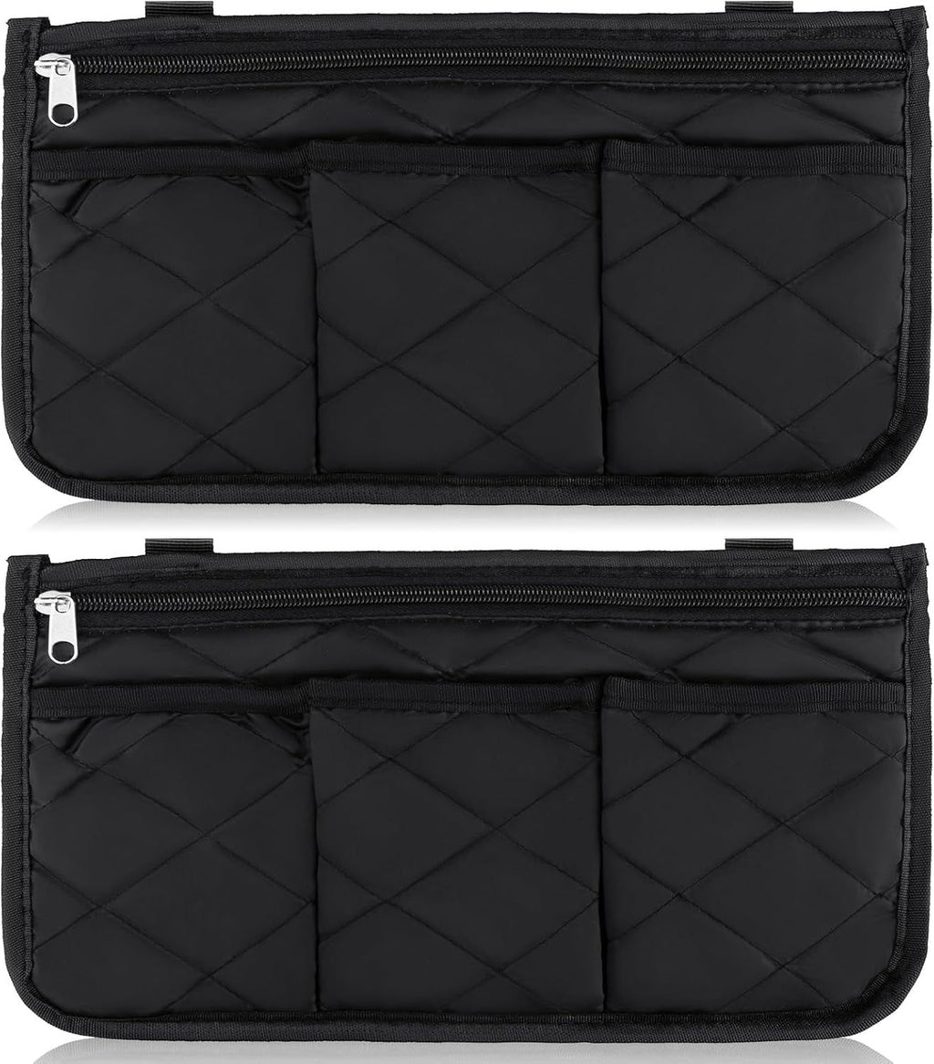 2-Pack Wheelchair Armrest Storage Bag - Medium Capacity Side Organizer Pouch for Walker Mobility Scooter - Easy Access Utility Tote - Black