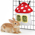 Bunny Hay Feeder Bag, Cute Mushroom Hanging Holder, Durable Dispenser with 600D Oxford Fabric for Guinea Pigs Chinchillas Hamster, Small Animal Cage Accessories