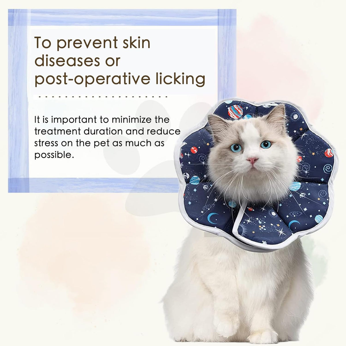 Soft Cat Recovery Collar,Adjustable Cat Cone,Cat Protective Cone Collar After Surgery,for Cats (Starry Sky, M)