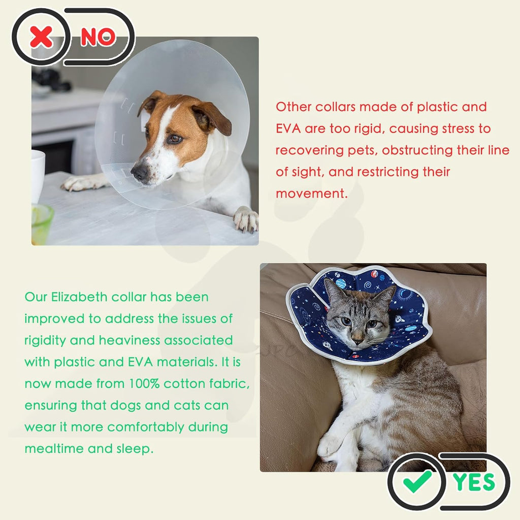 Soft Cat Recovery Collar,Adjustable Cat Cone,Cat Protective Cone Collar After Surgery,for Cats (Starry Sky, M)