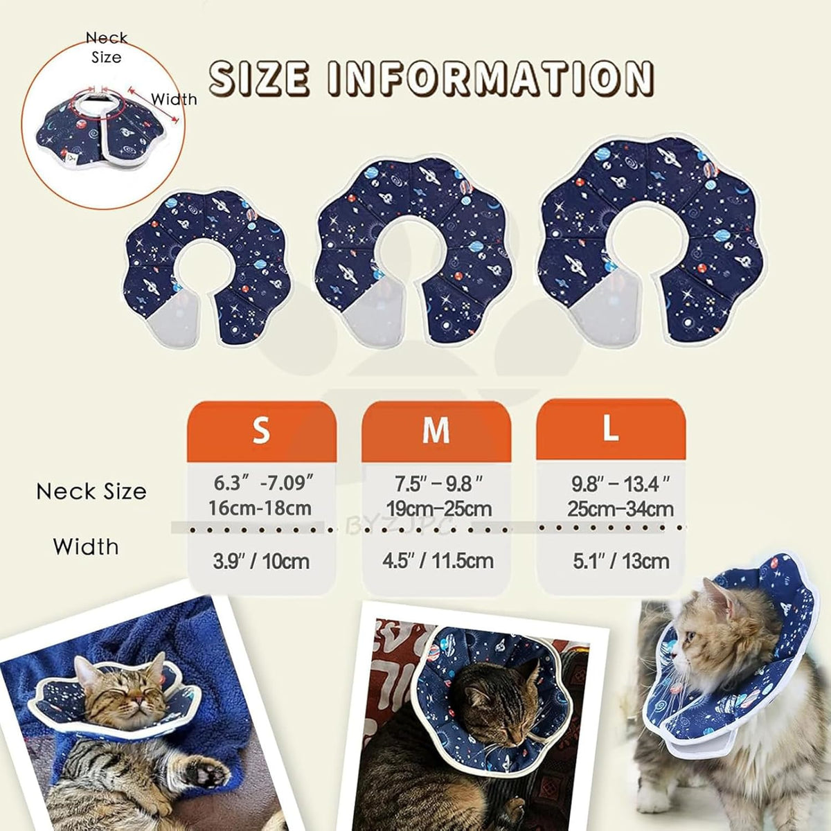 Soft Cat Recovery Collar,Adjustable Cat Cone,Cat Protective Cone Collar After Surgery,for Cats (Starry Sky, M)