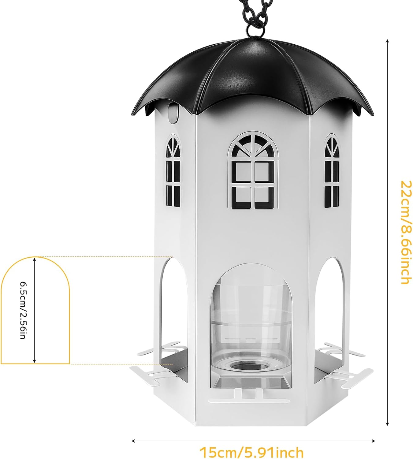 Metal Bird Feeder for Outdoor Hanging, Wild Bird Feeders with Circular Perch, Squirrel Proof Bird Feeder,Easy to Clean & Refill, Large Seed Capacity Birds Feeder