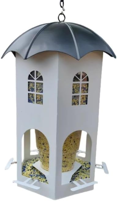 Metal Bird Feeder for Outdoor Hanging, Wild Bird Feeders with Circular Perch, Squirrel Proof Bird Feeder,Easy to Clean & Refill, Large Seed Capacity Birds Feeder