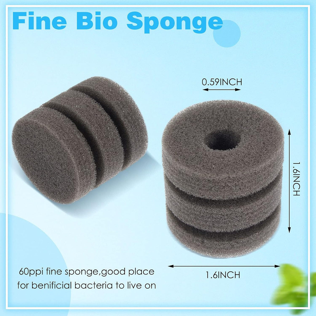 2 Pieces Mini Aquarium Single Sponge Filter Submersible Foam Quiet for Small Fish Tank 0.5-5 Gallon Fixed Freshwater Salt Water -