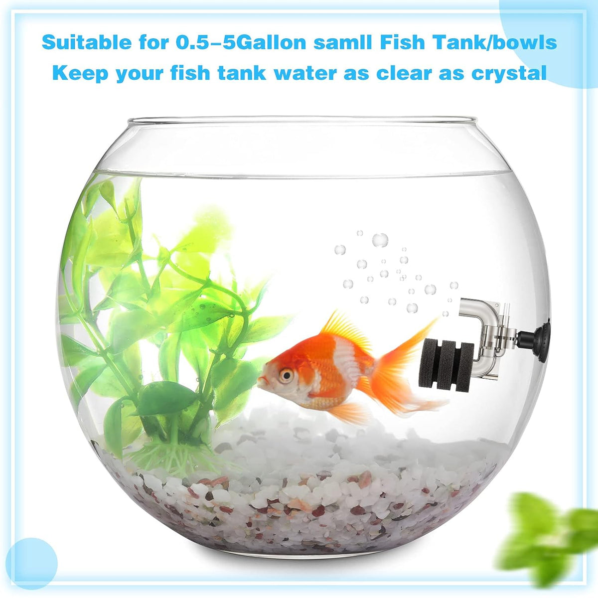 2 Pieces Mini Aquarium Single Sponge Filter Submersible Foam Quiet for Small Fish Tank 0.5-5 Gallon Fixed Freshwater Salt Water -