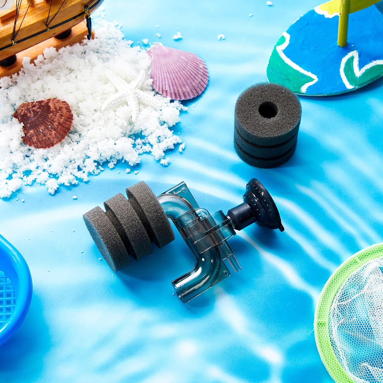 2 Pieces Mini Aquarium Single Sponge Filter Submersible Foam Quiet for Small Fish Tank 0.5-5 Gallon Fixed Freshwater Salt Water -