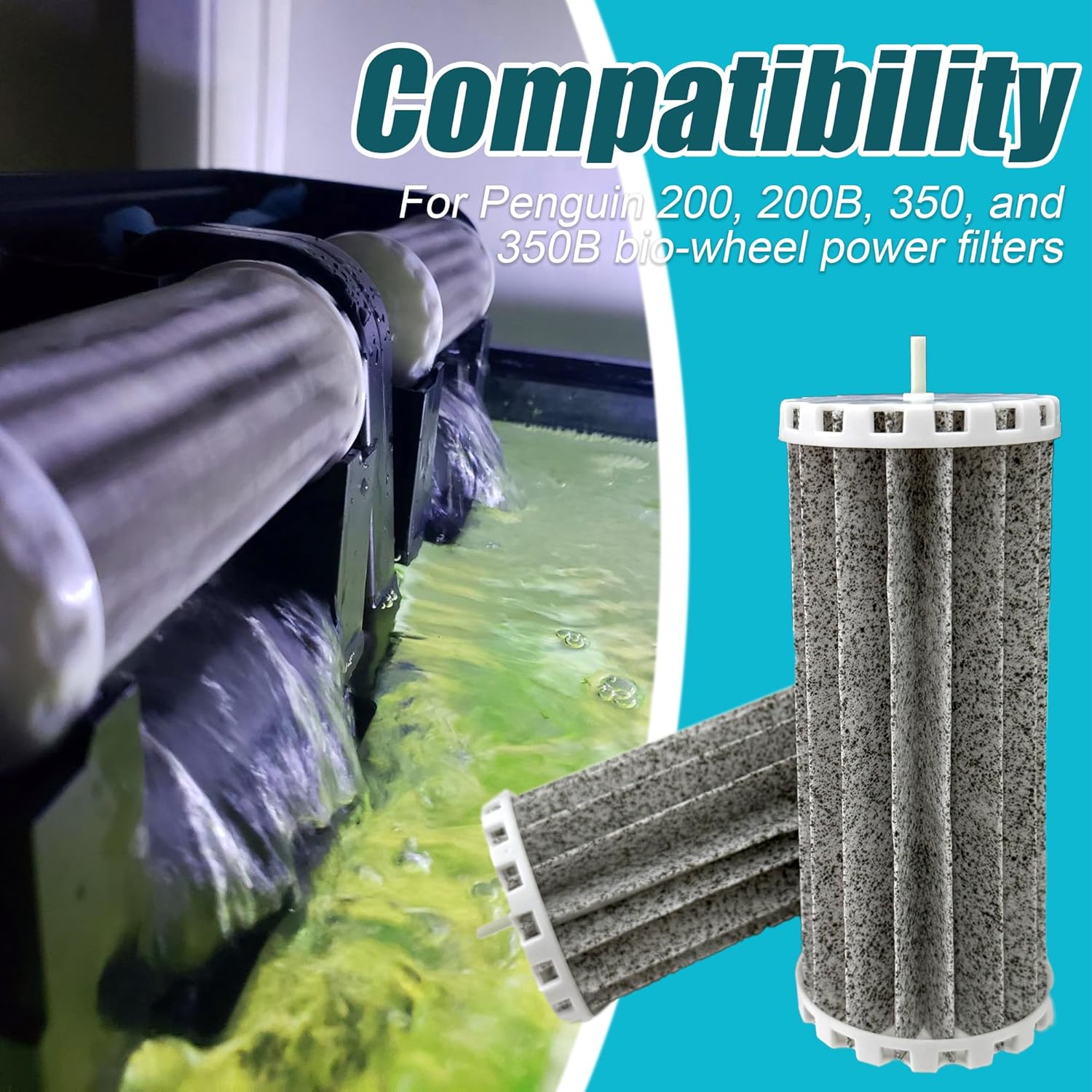 Activated Carbon Replacement Filters for Penguin Bio-Wheel Power 200B 350B, 200, 350 Filters - PRBW2350B for Marineland Multi-Stage Aquarium Filtration- 2 Pack