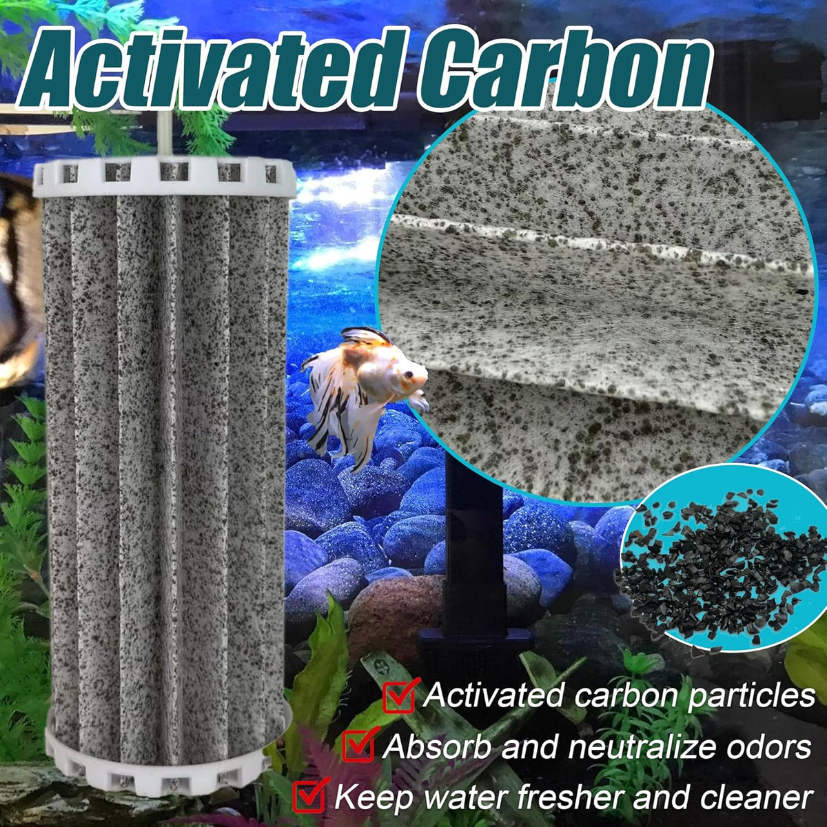 Activated Carbon Replacement Filters for Penguin Bio-Wheel Power 200B 350B, 200, 350 Filters - PRBW2350B for Marineland Multi-Stage Aquarium Filtration- 2 Pack