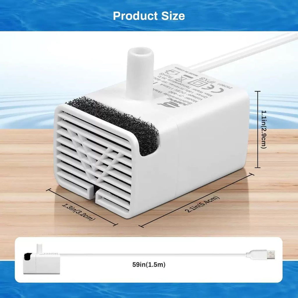 Replacement Water Pump for Pet Water Fountain - JY-830 Quiet Submersible Pump for Cat Dog Drinking Fountain - 5V USB Pump
