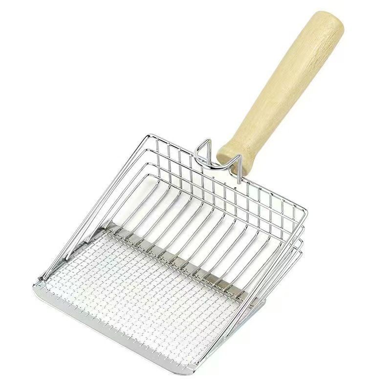 Fine Mesh Metal Cat Litter Scoop - Durable Non-Stick Aluminum Litter Shovel with Small Holes for Clumping Litter - Easy Clean Polished Surface - Silver