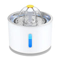 2.4L Pet Water Fountain - USB Powered Cat Water Dispenser with Filter and Flower Spout - Stainless Steel Drinking Bowl for Dogs Cats - Gray