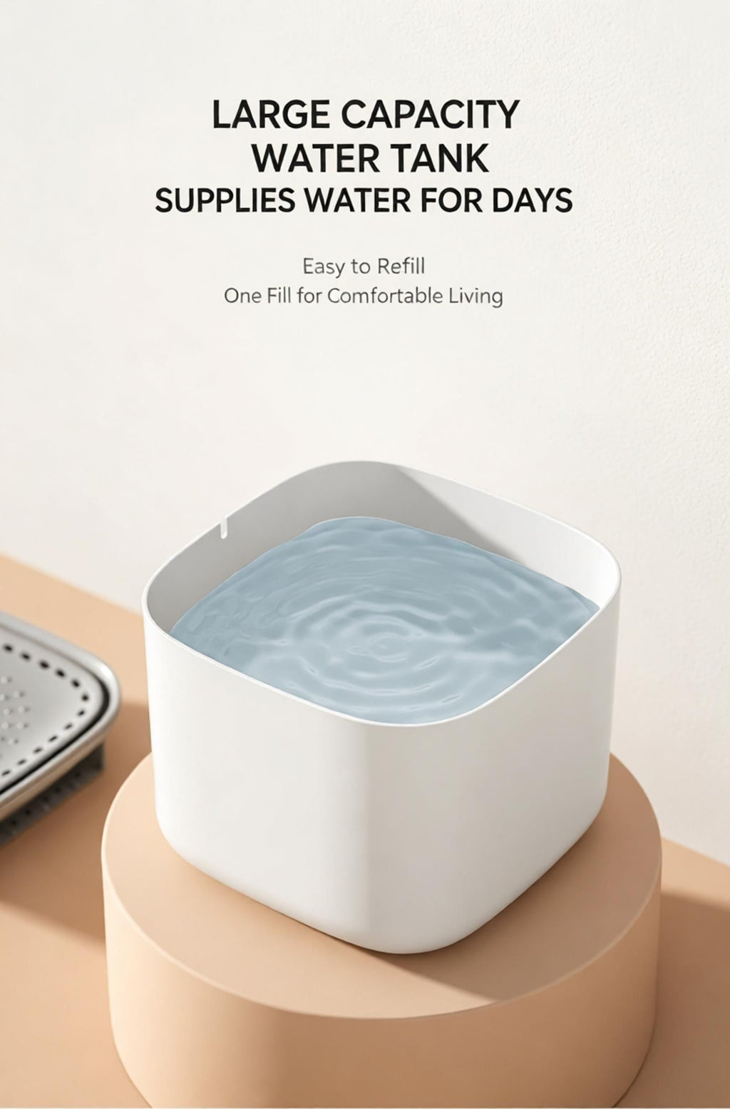 3L Pet Water Fountain - Automatic Circulating Cat Dog Water Dispenser with Filter - USB Powered Silent Pump - Fashion White with Clear Edge