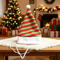 Pet Christmas Hat 4-Pack - Festive Santa Hat for Cats Dogs - Holiday Party Headwear Costume Accessory - Red Green Stripe