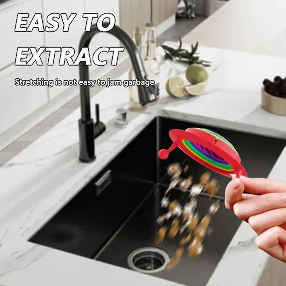 2pcs Colorful Kitchen Sink Strainer Retractable Food Catchers Hollow-out Drain Residue Filter Cocina Accessories