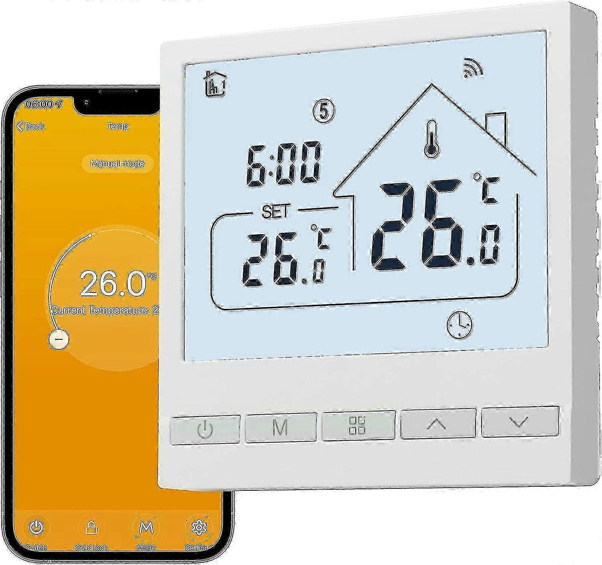 WiFi Smart Heating Thermostat 16A Wall Thermostat Compatible with Alexa Google Home