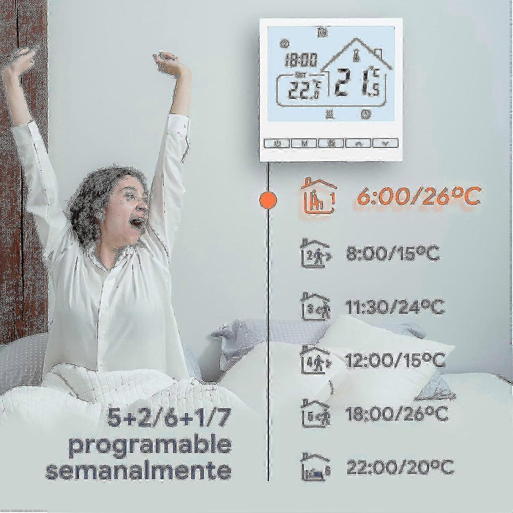 WiFi Smart Heating Thermostat 16A Wall Thermostat Compatible with Alexa Google Home