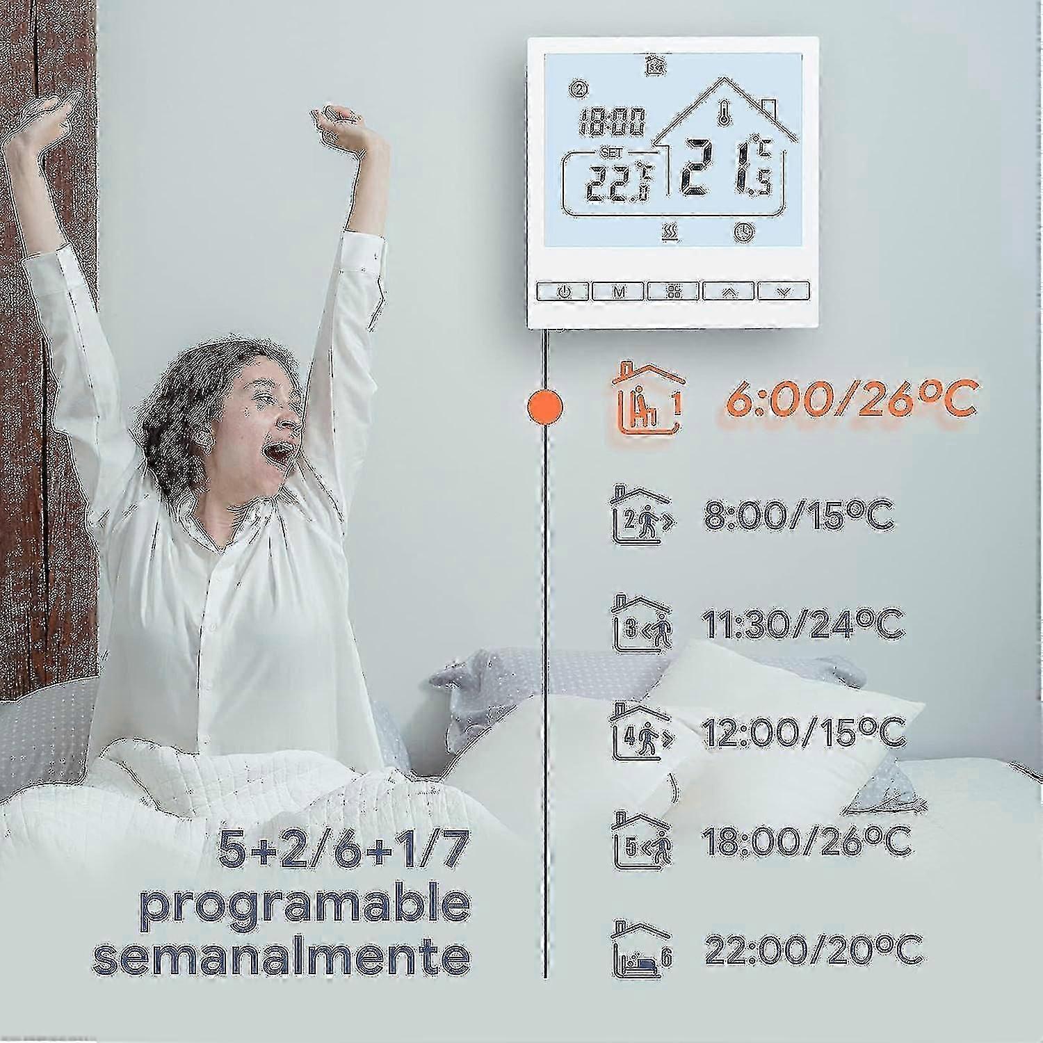 WiFi Smart Heating Thermostat 16A Wall Thermostat Compatible with Alexa Google Home