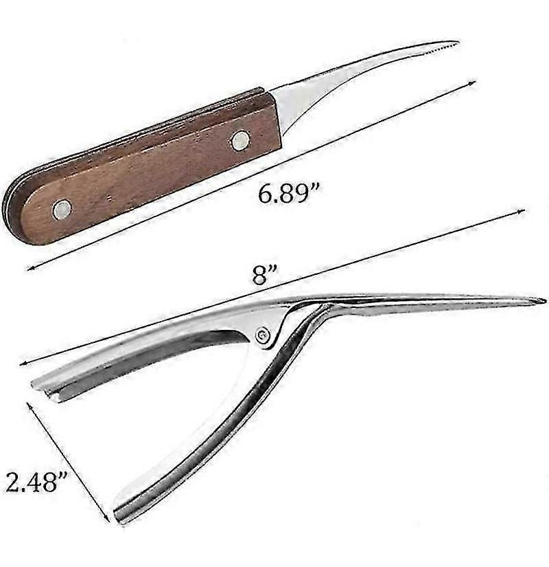 2pcs Stainless Steel Shrimp Cleaner & Deveiner - Wooden Handle, for Shrimp/Crayfish/Lobster