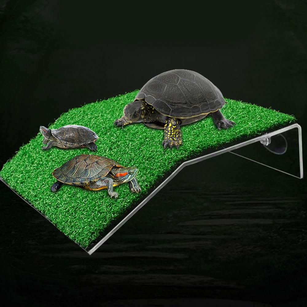 Turtle Basking Platform Simulation Grass Turtle Ramp for Fish Tank Aquarium - S