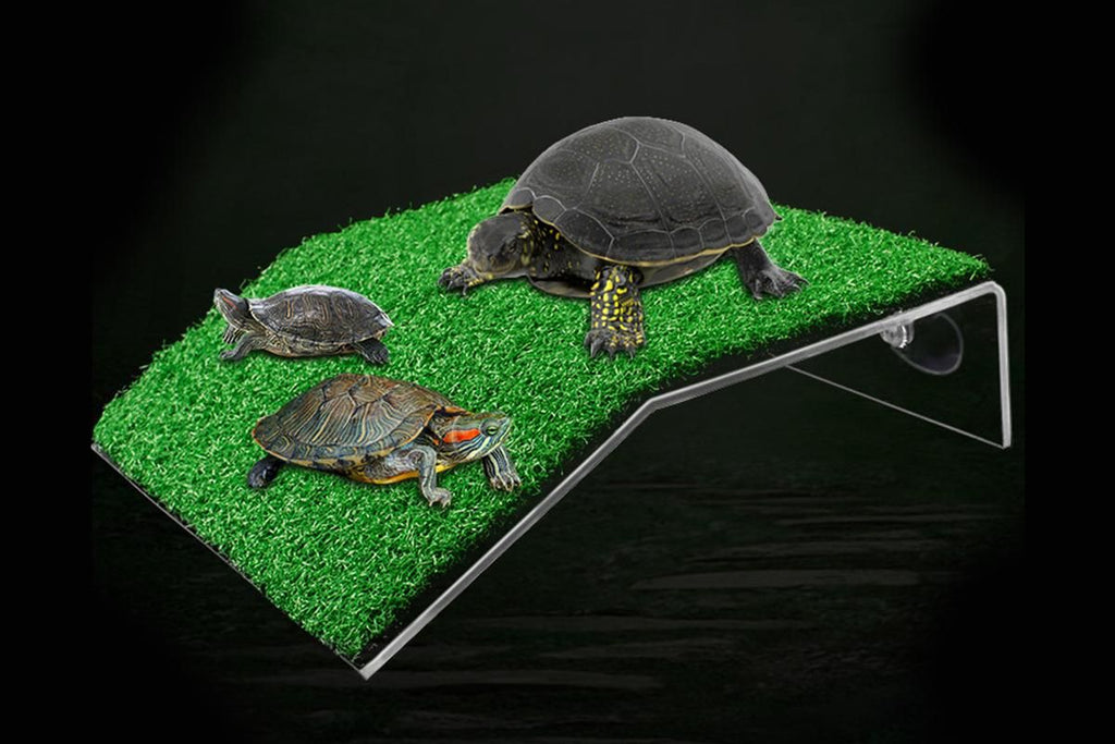 Turtle Basking Platform Simulation Grass Turtle Ramp for Fish Tank Aquarium - S