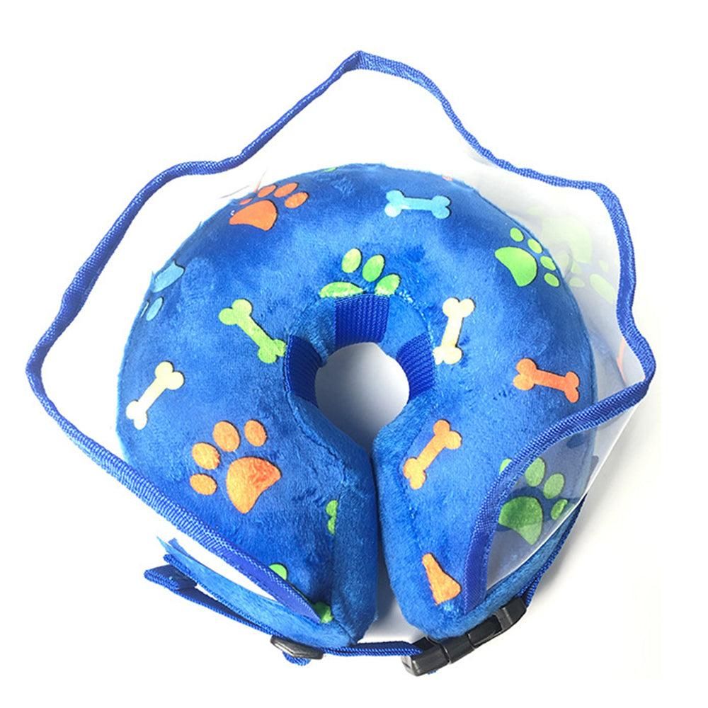 Soft Inflatable Pet Dog Cone Collar Anti Licking Scratching Blue - S